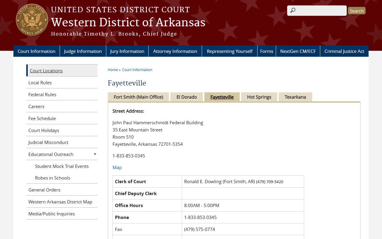 U.S. District Court Western District Fayetteville - federal civil court records