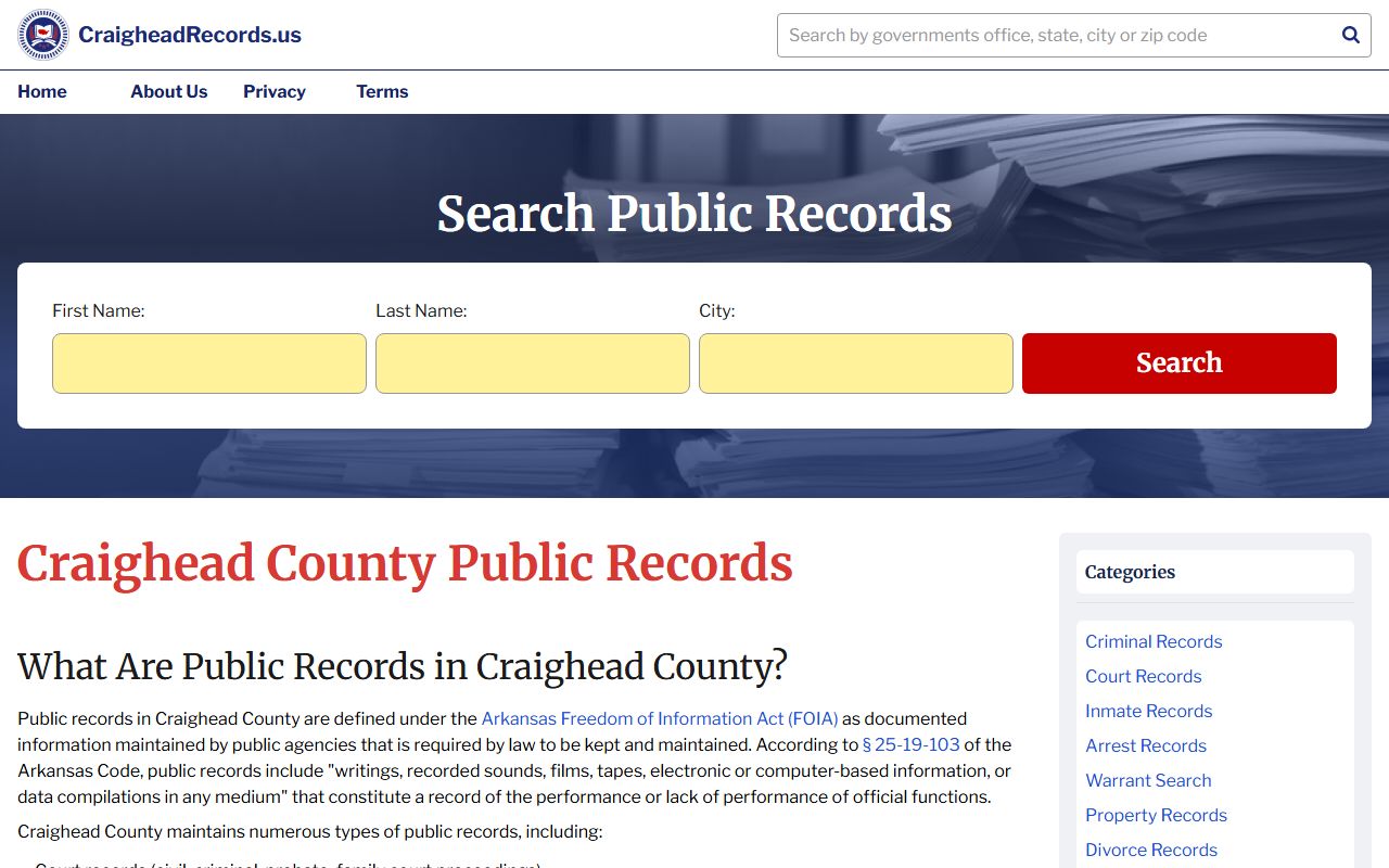 Craighead County public civil court records search