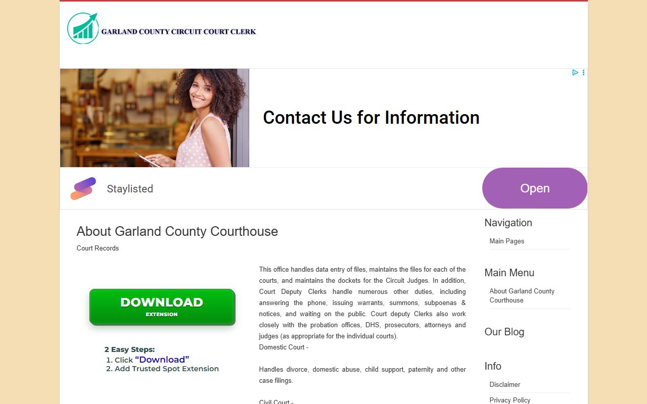 Garland County civil court records e-recording services circuit clerk