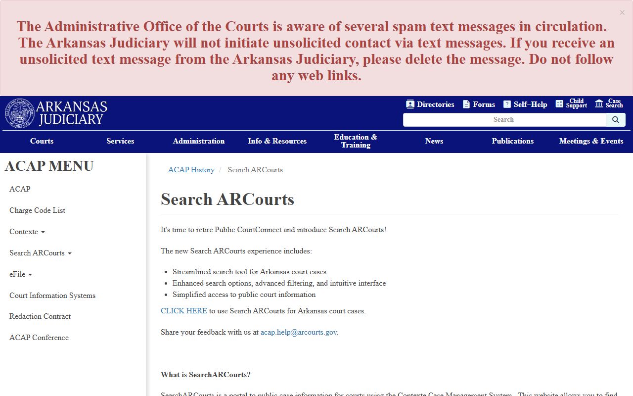 Arkansas CourtConnect civil court records information