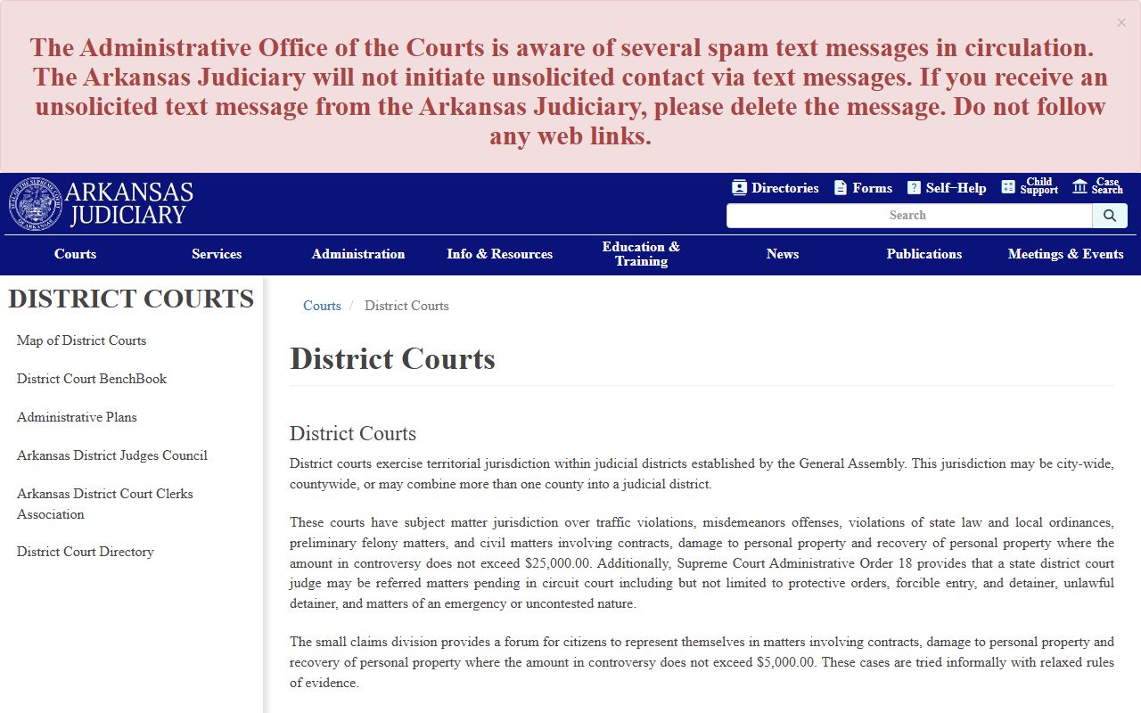 Arkansas district courts civil court records information